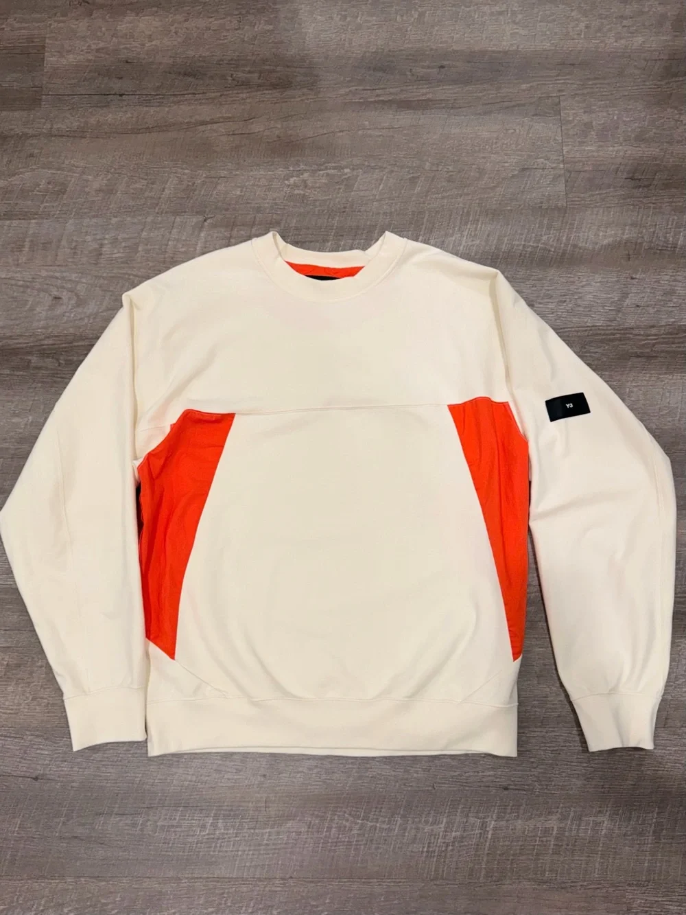 Y-3 Adidas Sweatshirt White Orange Oversized M Streetwear Designer Quiet Luxury